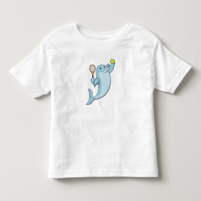 Dolphin at Tennis with Tennis racket Toddler T-shirt (Front)