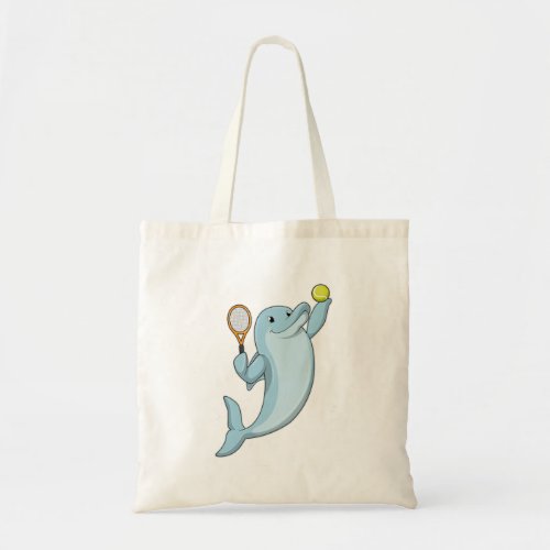 Dolphin at Tennis with Tennis racket Tote Bag