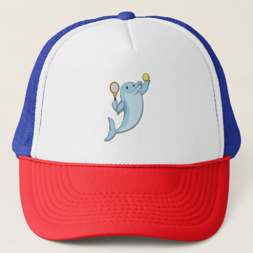 Dolphin at Tennis with Tennis racket Trucker Hat