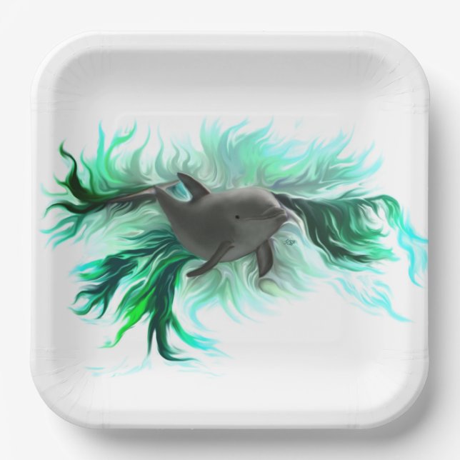 Dolphin Baby Paper Plates (Front)