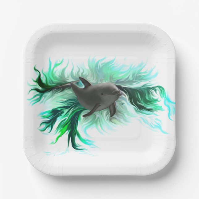 Dolphin Baby Paper Plates (Front)