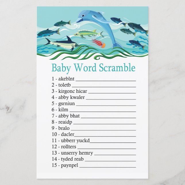 Dolphin Baby word scramble game (Front)