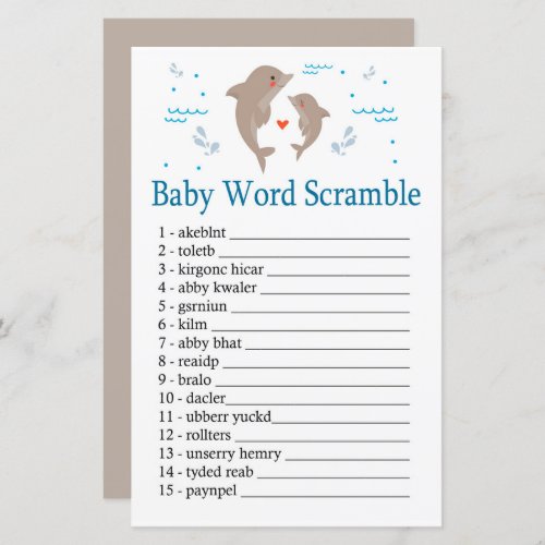 Dolphin Baby word scramble game
