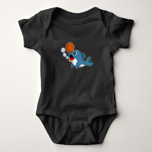 Dolphin Basketball player Basketball Baby Bodysuit (Front)