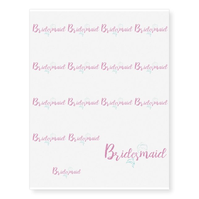 Dolphin Beach Bridesmaid Temporary Tattoos (Front)