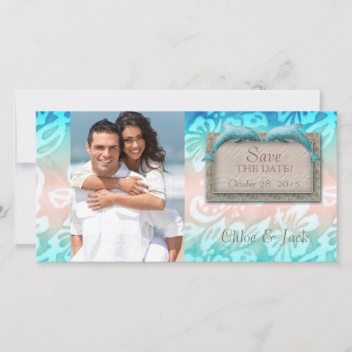 Dolphin Beach Wedding Save the Date Photocard