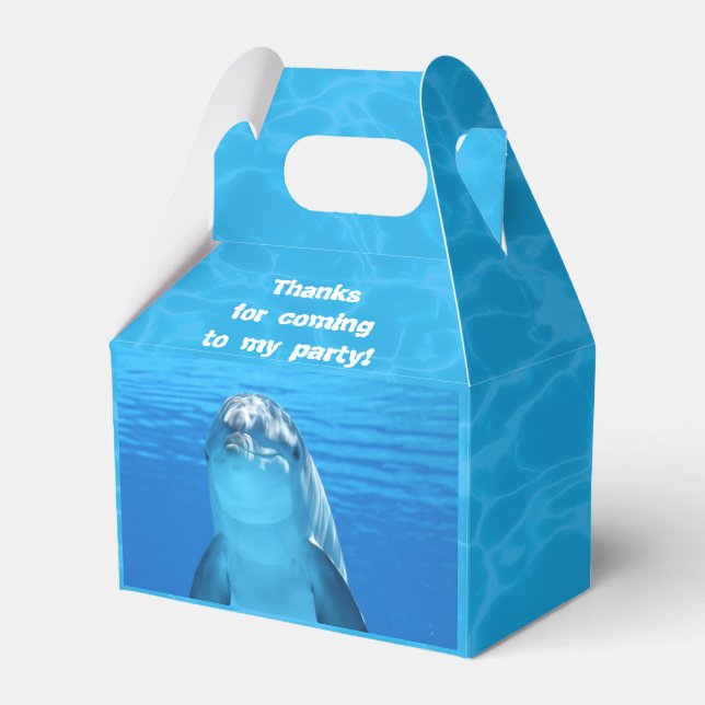 Dolphin Birthday Backyard Pool Party Favor Boxes (Front Side)
