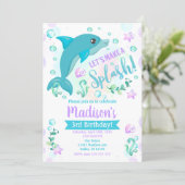 Dolphin Birthday Invitation / Swimming Pool Party (Standing Front)
