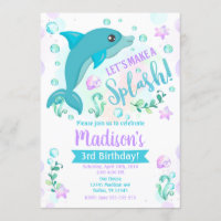 Dolphin Birthday Invitation / Swimming Pool Party