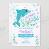 Dolphin Birthday Invitation / Swimming Pool Party (Front/Back)