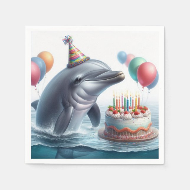 Dolphin Birthday Napkins (Front)