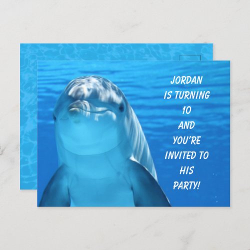 Dolphin Birthday Party Invitation Post Card