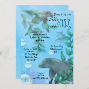 Dolphin Birthday Party Invitations