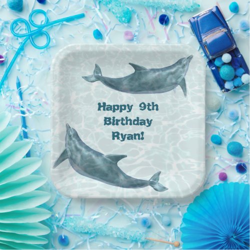 Dolphin Birthday Party Personalized Paper Plates