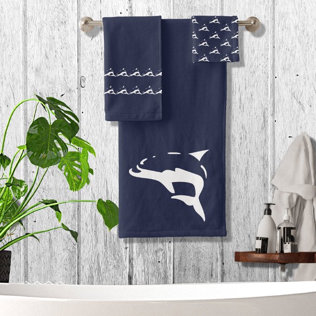 Dolphin Black white Bath Towel Set (Creator Uploaded)