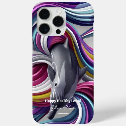 Dolphin Bliss Vibrant Swirl iPhone 15 Pro Max Cas iPhone 15 Pro Max Case