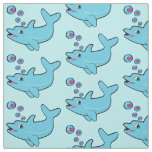 Dolphin Blowing Heart-Filled Bubbles Fabric