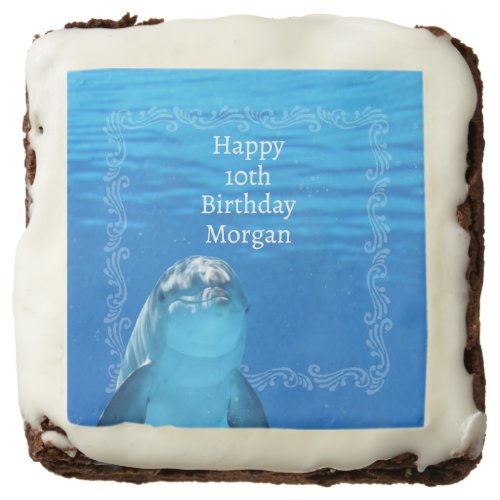 Dolphin Blue Ocean 10th Birthday Party Brownie