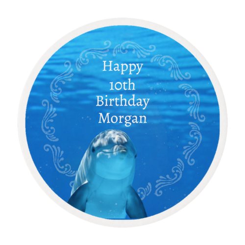 Dolphin Blue Ocean 10th Birthday Party Edible Frosting Rounds