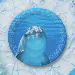Dolphin Blue Ocean Birthday Party Paper Plates