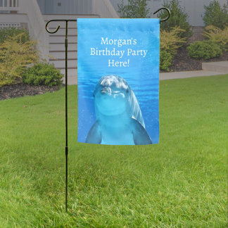 Dolphin Blue Weatherproof Personalized Garden Flag