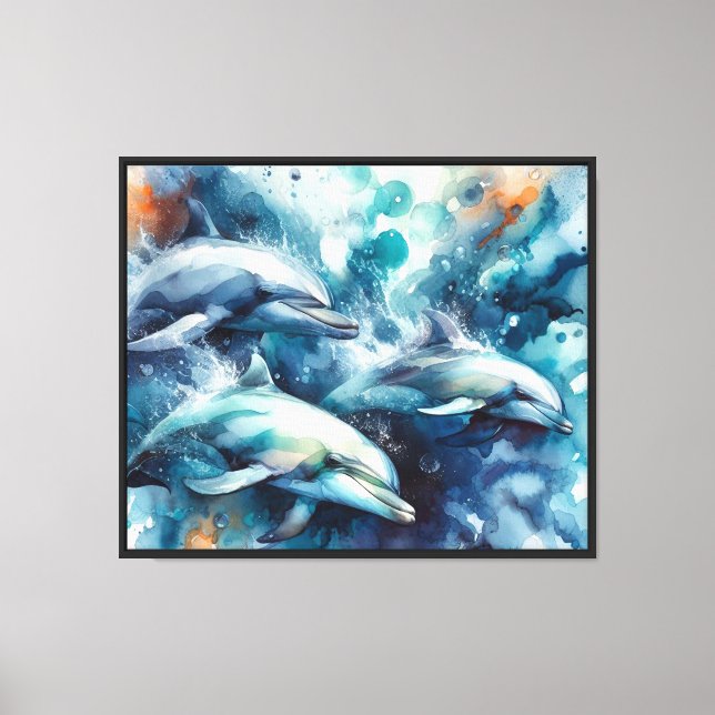 Dolphin Burst Canvas Print (Front)