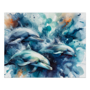 Dolphin Burst Glossy Poster