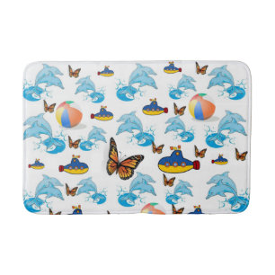 Dolphin Butterfly Bathroom Bath Mat