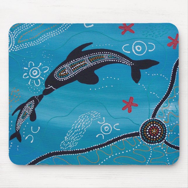 Dolphin & Calf Dreaming Mouse Pad (Front)