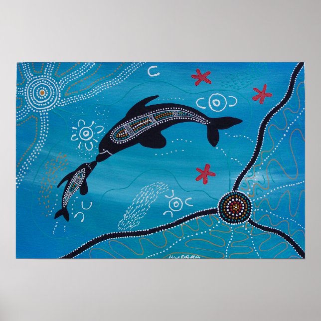 Dolphin & Calf Poster by Mundara (Front)