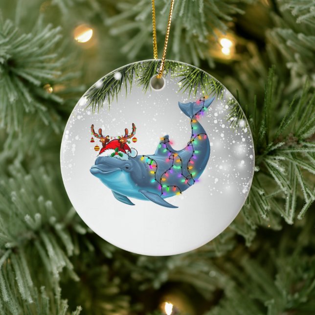 Dolphin Christmas Gift For Dolphin Lover Kid  Ceramic Ornament (Tree)