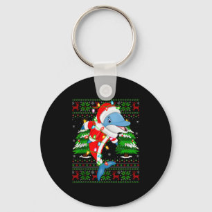 Dolphin Christmas Lights Santa Costume Ugly Xmas S Keychain