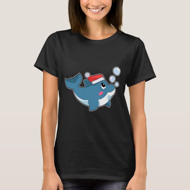 Dolphin Christmas Santa hat T-Shirt (Front)