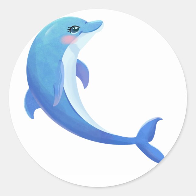 dolphin classic round sticker (Front)