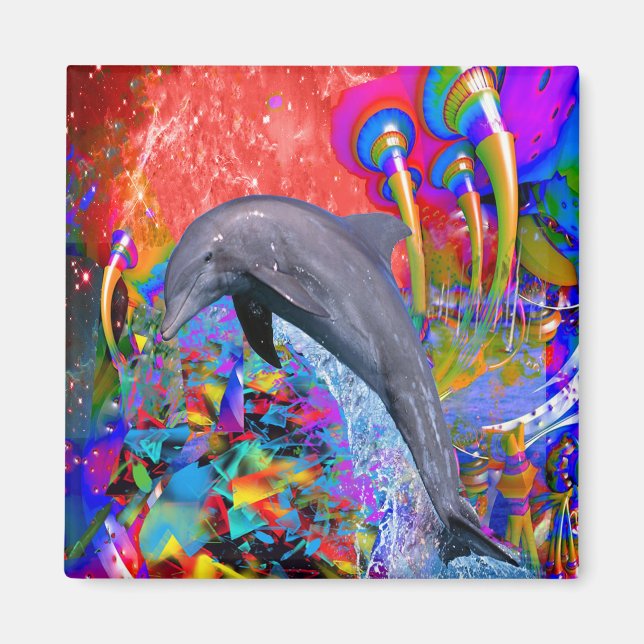 Dolphin Color Splash Magnet (Front)