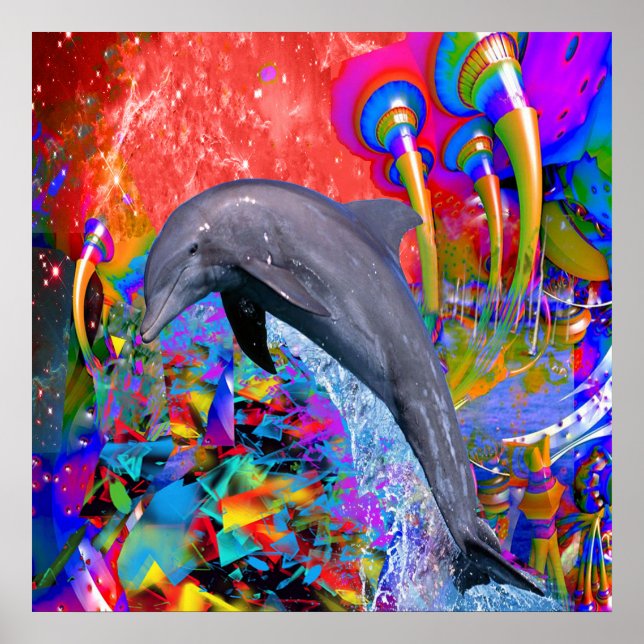 Dolphin Color Splash Poster (Front)
