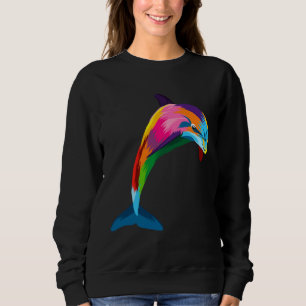Dolphin Colorful Animals Watercolor Painting Dolph Sweatshirt