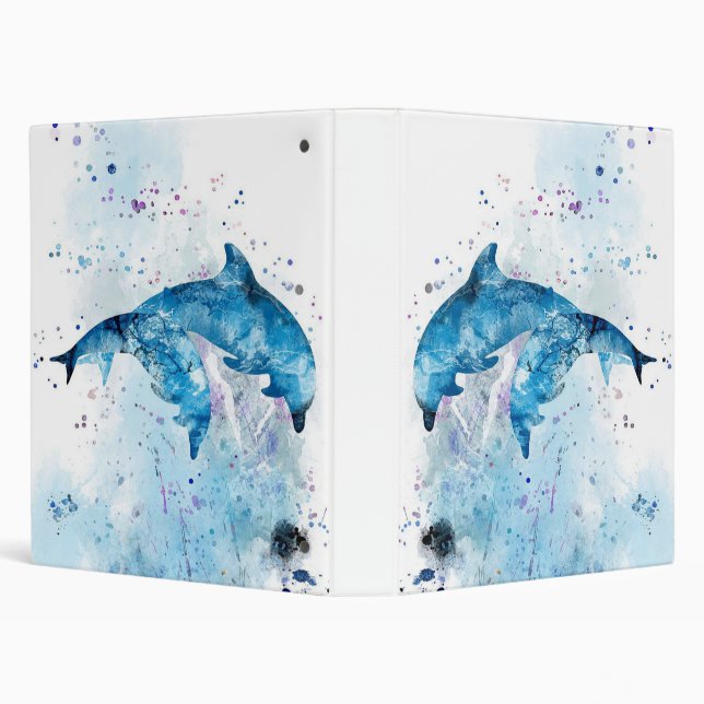 Dolphin Colorful Art Design | Dolphin Lover  3 Ring Binder (Background)