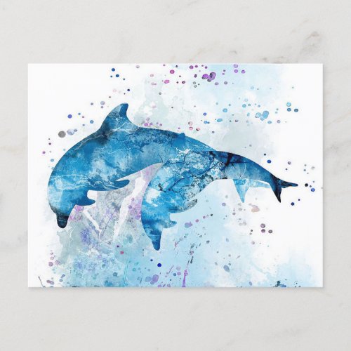 Dolphin Colorful Art Design  Dolphin Lover  Announcement Postcard