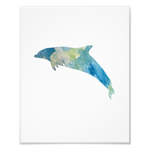 Dolphin Colorful Watercolor Photo Print