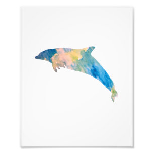 Dolphin Colorful Watercolor Photo Print