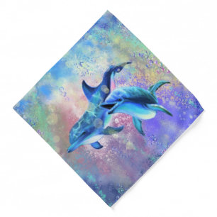Dolphin Couple Bandana Happy Family - Purple Blue