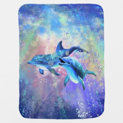 Dolphin Couple _ Beautiful Baby Blanket