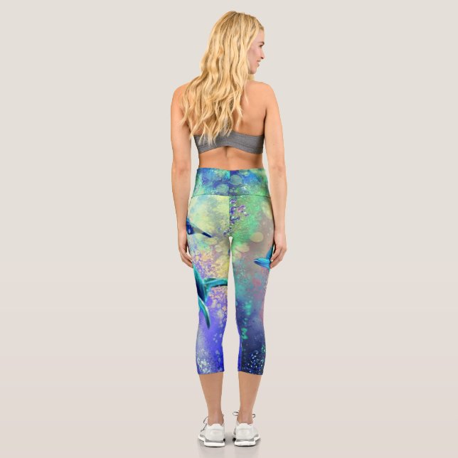 Dolphin Couple - Beautiful - Capri Leggings (Back)