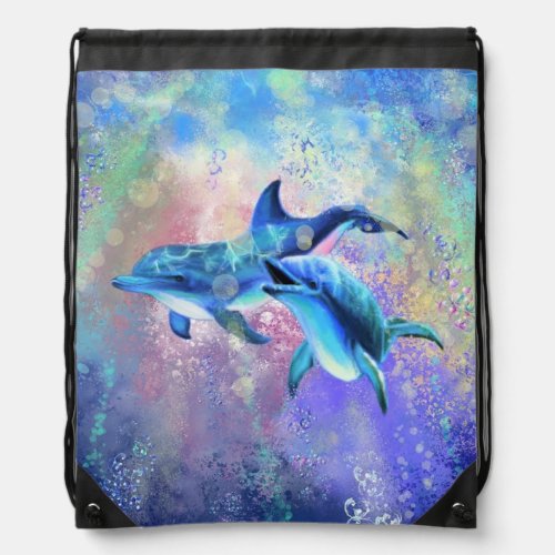 Dolphin Couple _ Beautiful Drawstring Bag