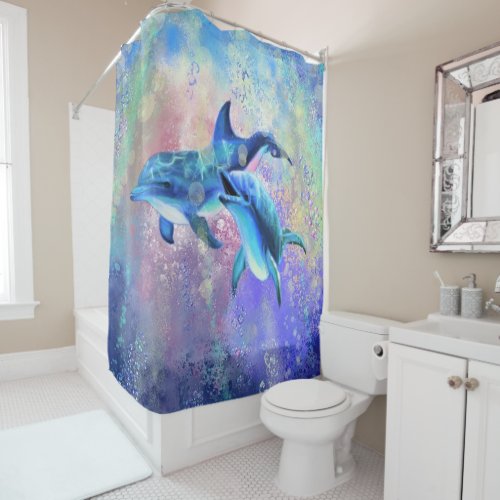 Dolphin Couple _ Beautiful Shower Curtain