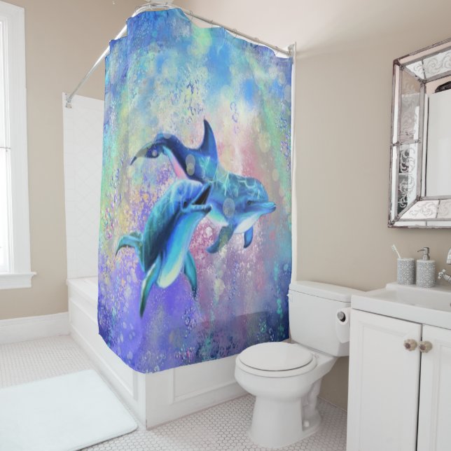 Dolphin Couple - Beautiful - Shower Curtain (In Situ)