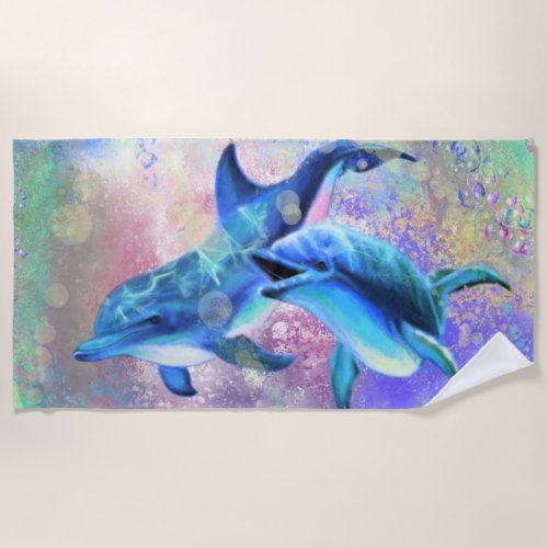 Dolphin Couple _ Happy _ Beautiful _ Beach Towel