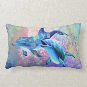 Dolphin Couple Love - Be Happy Lumbar Pillow