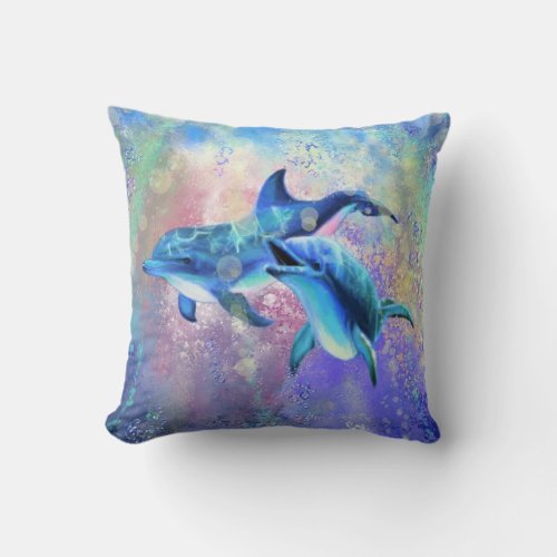 Dolphin Couple _ Love _ Happy Throw Pillow